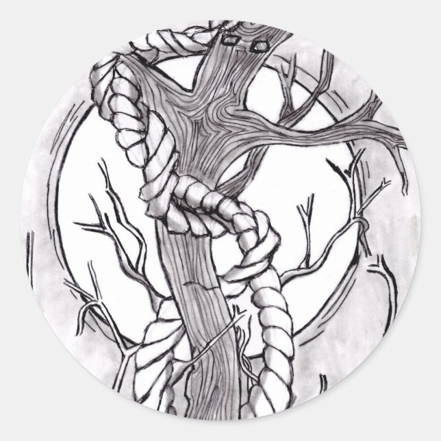 Pegatina Redonda árbol del mal (Anverso)