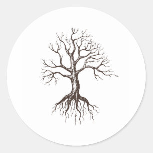 Pegatina Redonda Árbol desnudo