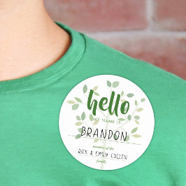 Pegatina Redonda Árbol familiar HOLA MI NOMBRE ES