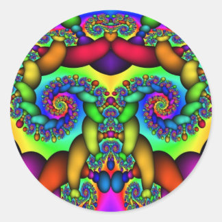Pegatina Redonda Árbol fractal de vida