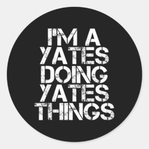 Pegatina Redonda Árbol genealógico de apellido divertido Yates Cump