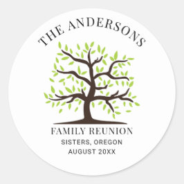 Pegatina Redonda Árbol Genealógico de Reunión Familiar Personalizad