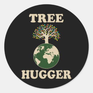Pegatina Redonda Árbol Hugger Vintage Retro Naturaleza Oído Ambient