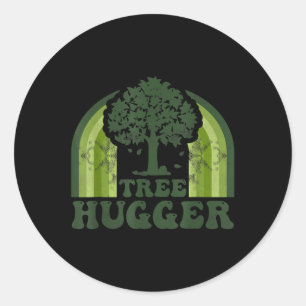 Pegatina Redonda Árbol Hugger Vintage Retro Naturaleza Oído Ambient