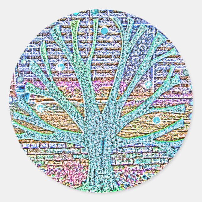 Pegatina Redonda Árbol metalizado (Anverso)