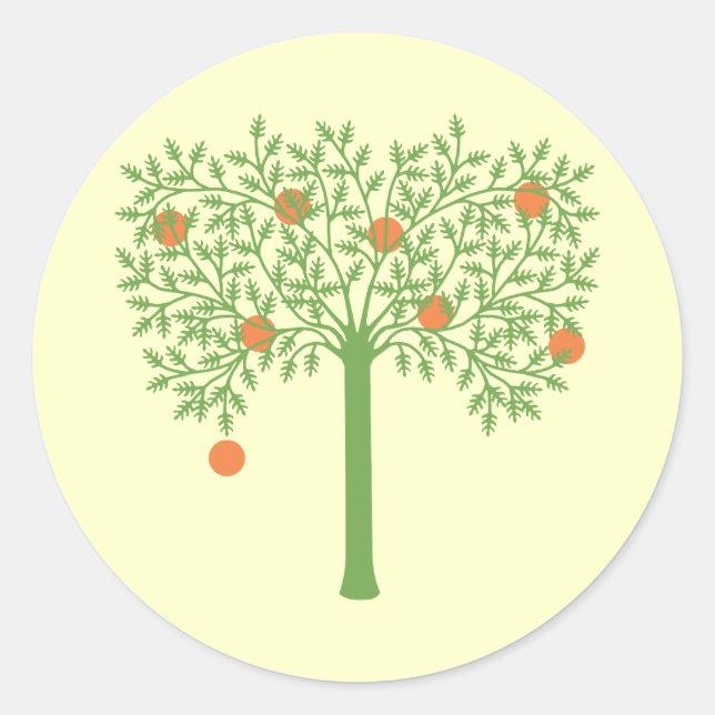 Pegatina Redonda Árbol Naranja estilizado (Anverso)