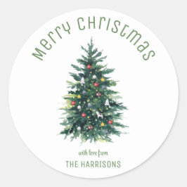 Pegatina Redonda Árbol navideño de vacaciones