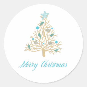 Pegatina Redonda Árbol navideño navideño de navidad