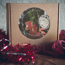 Pegatina Redonda Árbol oscuro retro de Navidad