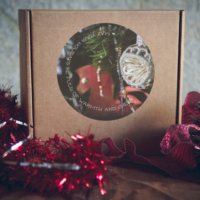 Pegatina Redonda Árbol oscuro retro de Navidad (Subido por el creador)