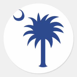 Pegatina Redonda Árbol Palmetto de Carolina del Sur