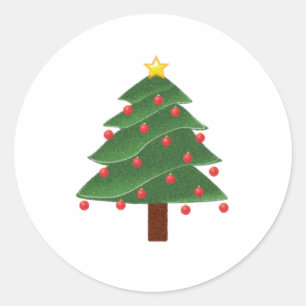 Pegatina Redonda Árbol personalizado de Navidad de Invierno con orn