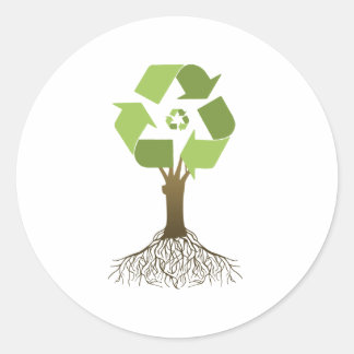 PEGATINA REDONDA ÁRBOL RECICLADOR