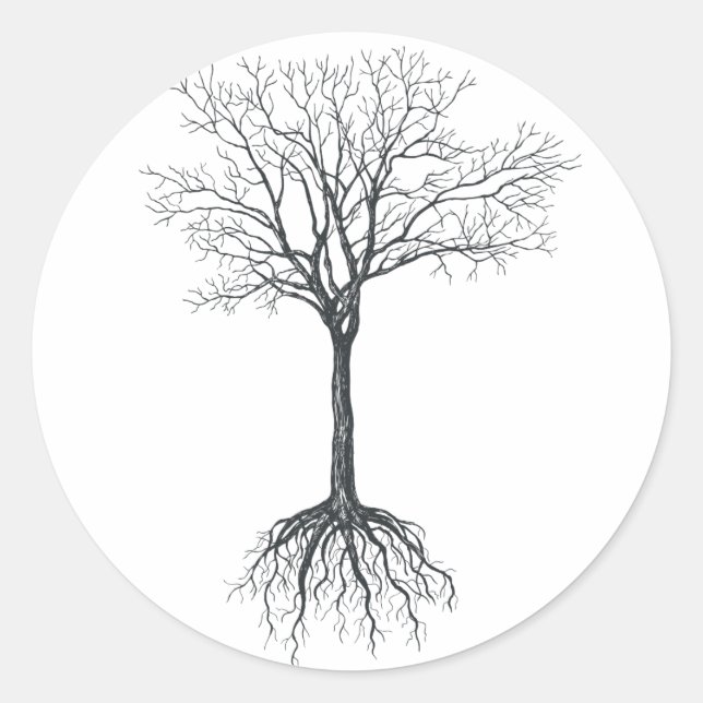 Pegatina Redonda Árbol sin hojas (Anverso)