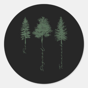 Pegatina Redonda Árbol sutil anti Trump Fir Dogwood Tamarack