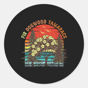 Pegatina Redonda Árbol sutil Anti Trump Fir Dogwood Tamarack 1
