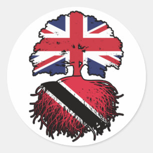 Pegatina Redonda Árbol trinitense británico de Trinidad y Tobago