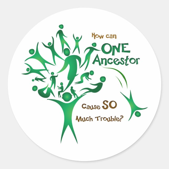 Pegatina Redonda Árbol Un Ancestro (Anverso)