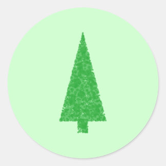 Pegatina Redonda Árbol verde. Navidades, Fir, Árbol Evergreen.