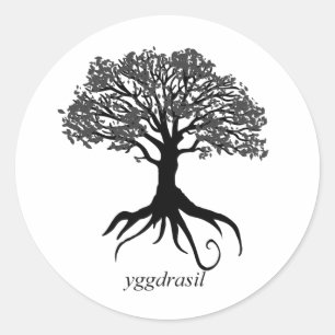 Pegatina Redonda Árbol Yggdrasil de vida
