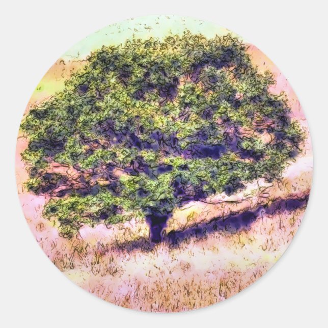 PEGATINA REDONDA ÁRBOLES (Anverso)