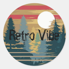 Pegatina Redonda Árboles de bosque de nombres de texto de edición d