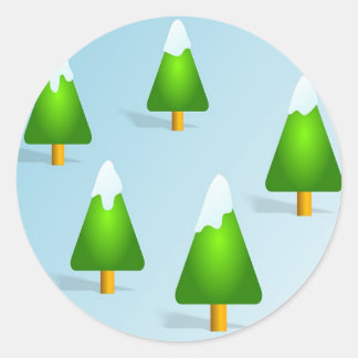 Pegatina Redonda Árboles de Navidad