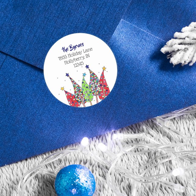 Pegatina Redonda Árboles de Navidad Disco Dirección de Retorno (Subido por el creador)