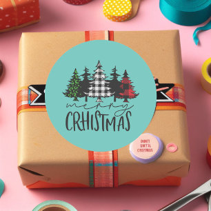 Pegatina Redonda Árboles de Navidad repartidos