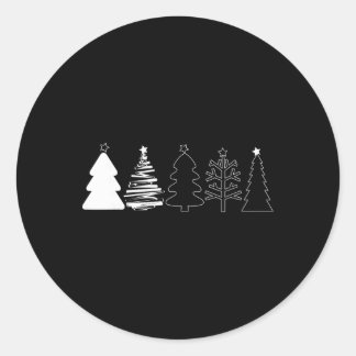Pegatina Redonda Árboles de Navidad Rústicos Bosque de Invierno Min