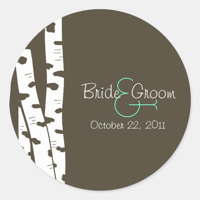 Pegatina Redonda Árboles de pájaros blancos (Anverso)