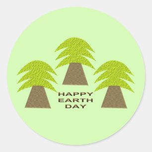Pegatina Redonda Árboles del Día de la Tierra