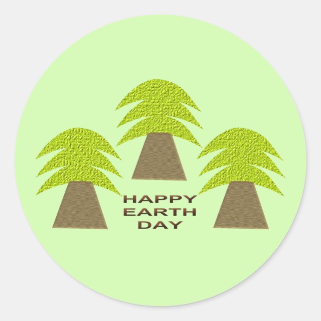 Pegatina Redonda Árboles del Día de la Tierra (Anverso)