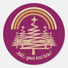 Pegatina Redonda Árboles frutales del arcoiris del oro festivo