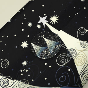 Pegatina Redonda Árboles navideños festivos