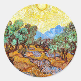 Pegatina Redonda Árboles olivos (1889) Arte paisajístico Vincent Va