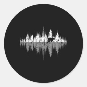 Pegatina Redonda Árboles Reflejo Naturaleza de la Vida Silvestre An