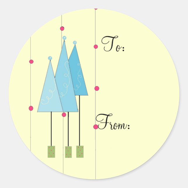 Pegatina Redonda Árboles singulares azules (Anverso)