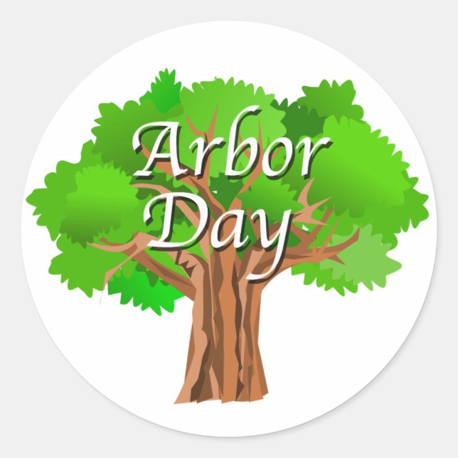 Pegatina Redonda Arbor Day Tree Holiday (Anverso)