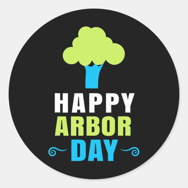 Pegatina Redonda Arbor Day Tree Hugger Tree Care Para Un Árbor Feli (Anverso)