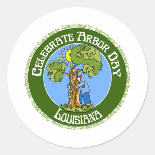 Pegatina Redonda Arbour Day Louisiana