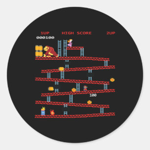 Pegatina Redonda Arcade de juegos Consola de videojuegos retro Jueg