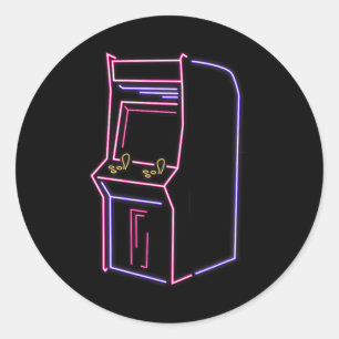Pegatina Redonda Arcade Video Gamer Game Machine Vintage 80s 90s Re