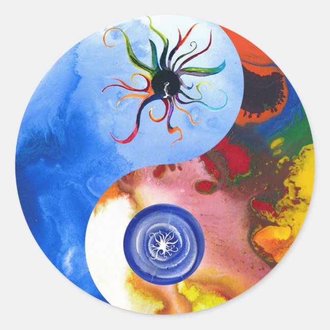 Pegatina Redonda Archangel Luci y Archangel Michael Yin yan pegatin (Anverso)