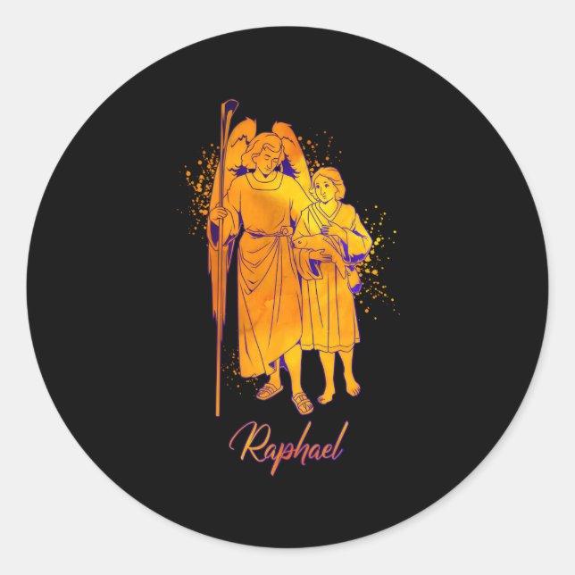 Pegatina Redonda Archangel Raphael (Anverso)