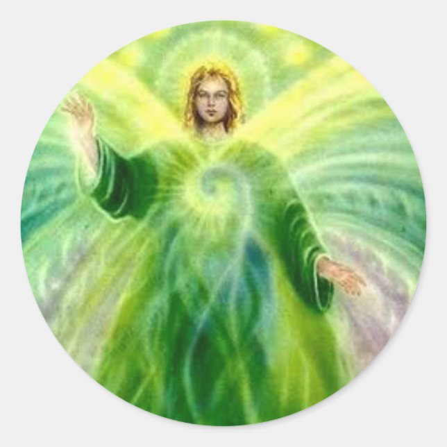 Pegatina Redonda Archangel Raphael Healing Light (Anverso)