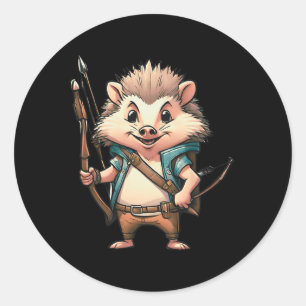 Pegatina Redonda Archer Hedgehog Tiro con Arco Cazador Regalo Hombr