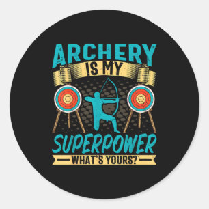 Pegatina Redonda Archer Retro Vintage La Arquería Es Mi Superpoder