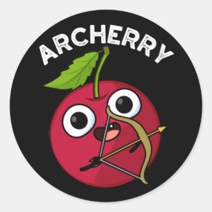 Pegatina Redonda Archerry Funny Fruit Archery Pun Dark BG