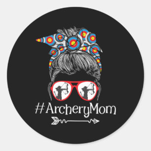 Pegatina Redonda Archery Mom - Día de la Madre Bowhunter Archer Bow